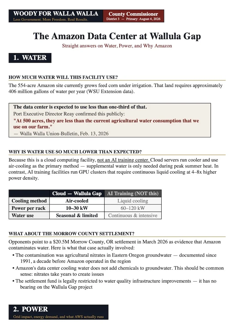 The Amazon Data Center at Wallula Gap – Fact Sheet